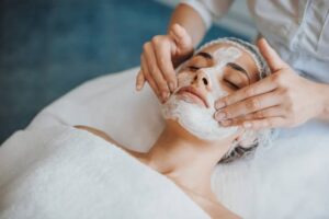 Facial and skin care treatment at beauty salon